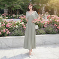 French Retro Pleated Midi Dress