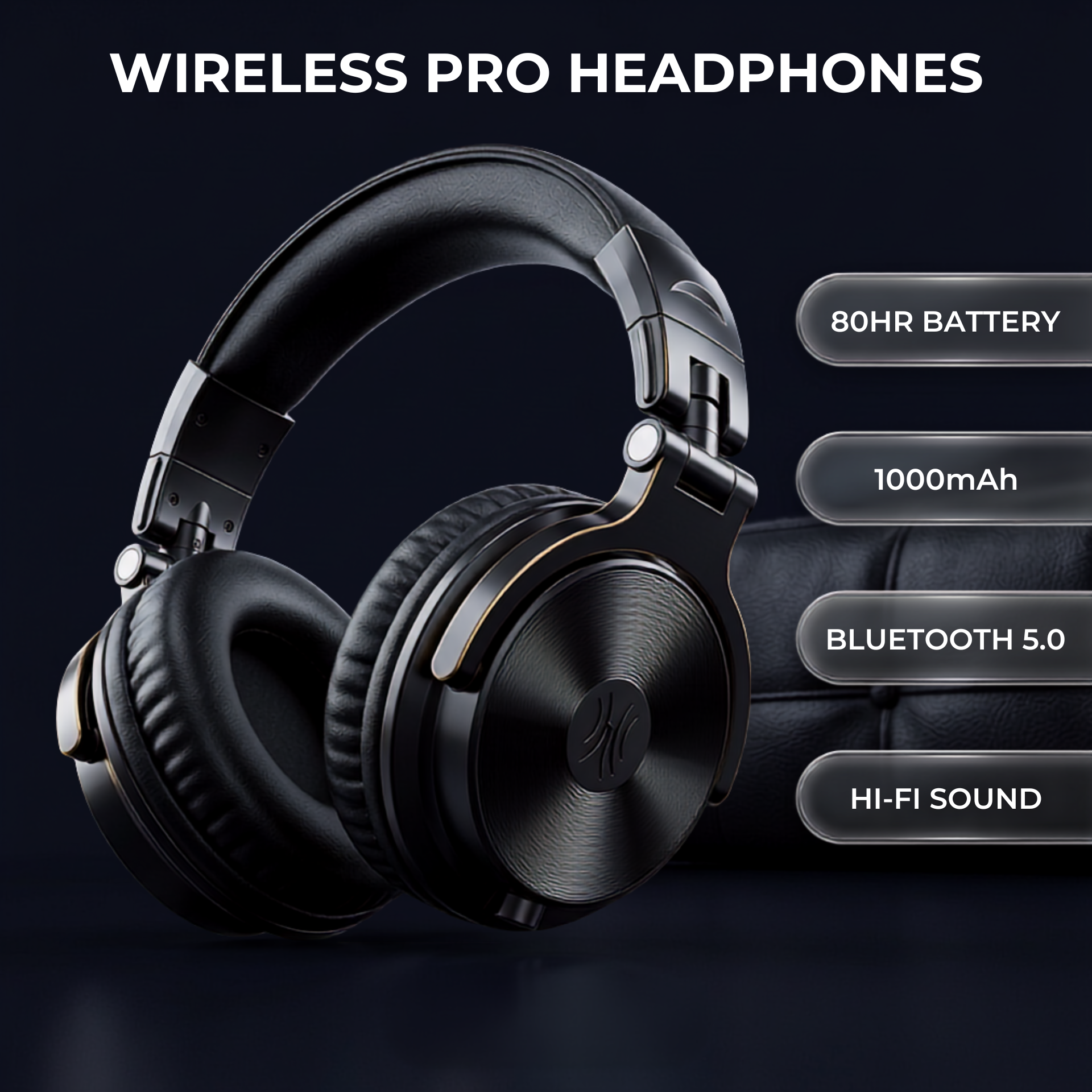 Wireless Bluetooth 5.2 Over-Ear Headphones