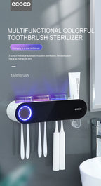 Wall-Mounted UV Toothbrush Sterilizer with 3 Cups