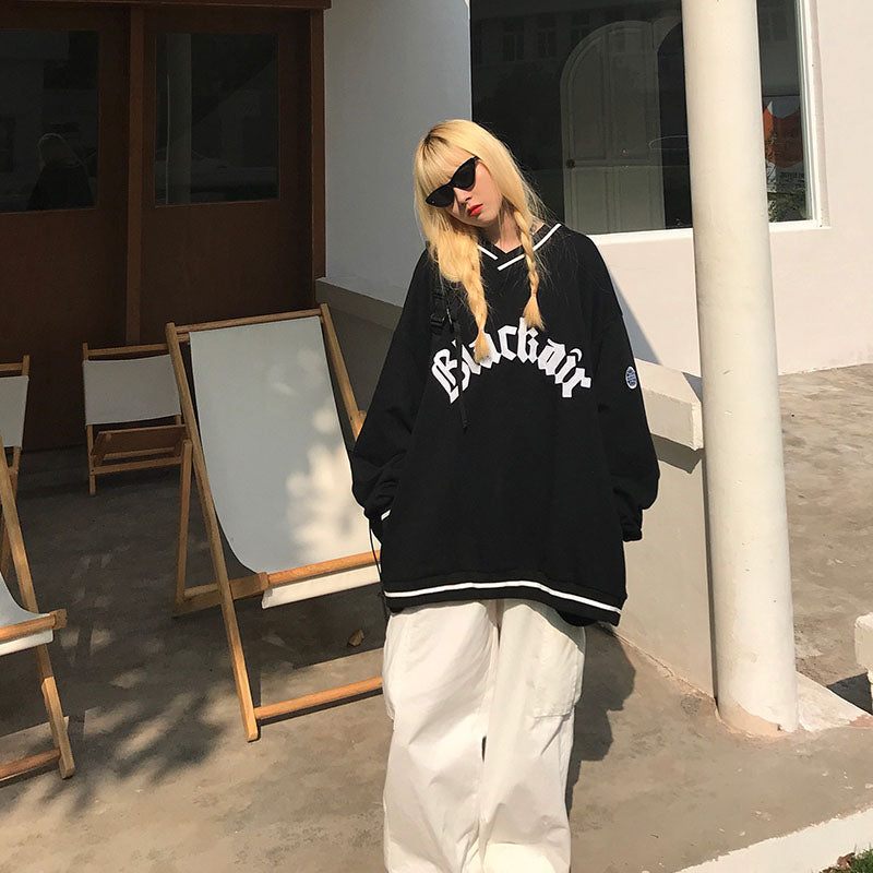 Long Sleeve V-Neck Bomber Sweater