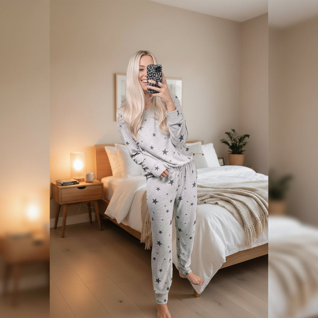 Autumn Elegance Women's Star-Print Lounge Set